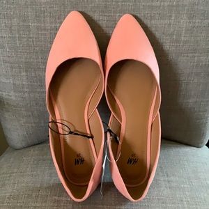 H&M faux suede flats SZ 8 peachy coral